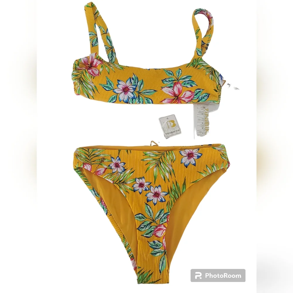 Tinibikini Swimsuit Floral Print Bikini Size Medium